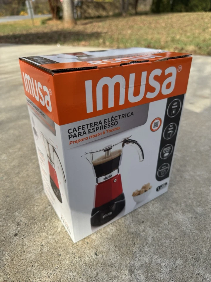 Máquina de café espresso eléctrica IMUSA Moka Pot 3-6 tazas roja GAU-18235 ajustable para servir Foto 4 de 4