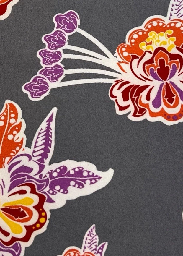 LuLaRoe Leggings TC2 Tall Curvy 2 GRAY Colorful Tropical Flower ORCHID Lotus Fun - Image 3 of 4