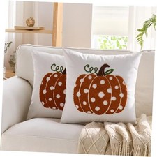 Fall Pumpkin Pillow Covers 16x16 16" x 16" Pack of 2 Burnt Orange Pumpkin