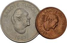 Tonga Seniti Salote Tupou 1967 2 Piece Original Coin #KRA336