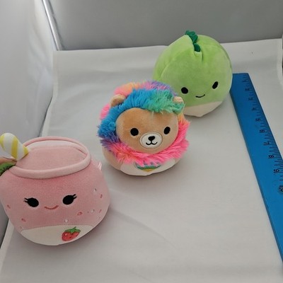 Three Small Original Squishmallows(Dino-Lion-Strawberry)