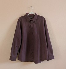 Society Of Threads Mens XXL Long Sleeve Button Down Maroon w White Dot Shirt