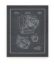 Baseball Glove Patent Drawing Rustic Wood Wall Sign