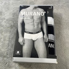 Murano Briefs 3 Pack Mens XL 100 Cotton Black White Grey Tagless Flat Seams