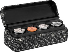 Coin Holder for Car,Bling Crystal Car Coin Change Organizer,Car Interior Accesso
