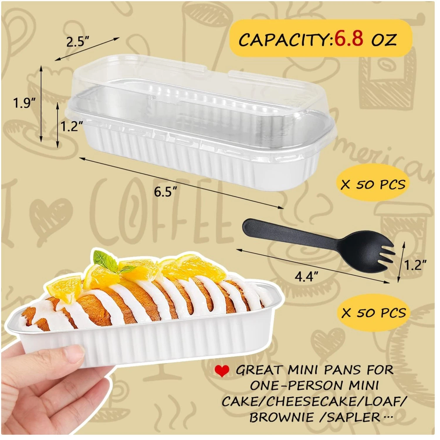 Aluminum Foil Mini Loaf Pans - 6.8oz, 50 Set