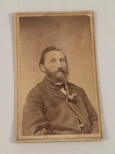 Man with Pipe Saginaw City Michigan Armstrong CDV Photo Smoking
