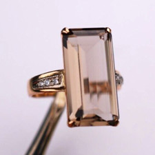 Frauen Ring mit Rauchtopas aus Rotgold 585° + Schmuck-Etui