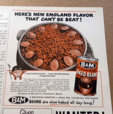 1953 print ad -B&M New England baked beans Burnham Morrill Portland Maine advert
