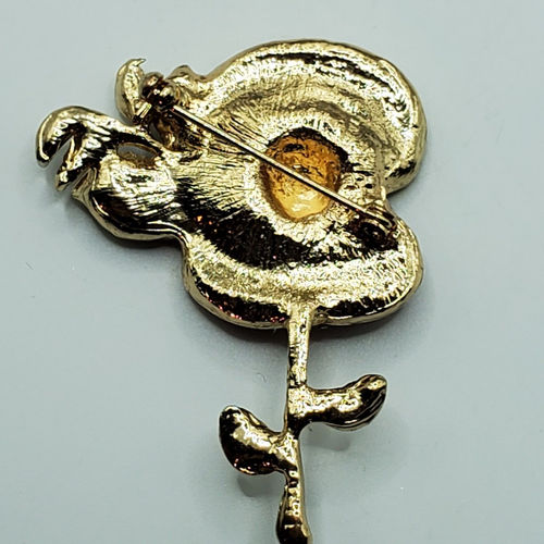 Vintage Mid-Century Red Crystal Rhinestone & Glass Cab Poppy Flower Pin - Bild 9 von 10