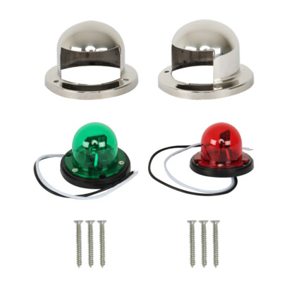 Pair of Marine Yacht Pontoons Stainless Steel LED Bow Navigation Lights 12V