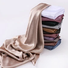New Muslim Satin Scarves Solid Colors Soft Womens Headscarves Shawls Head Wraps