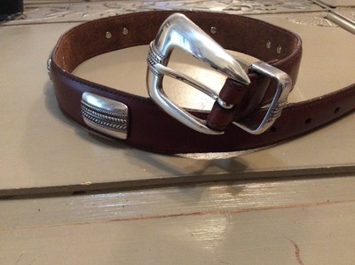 Brown Leather Belt with Decorative Conchos 28 | eBay