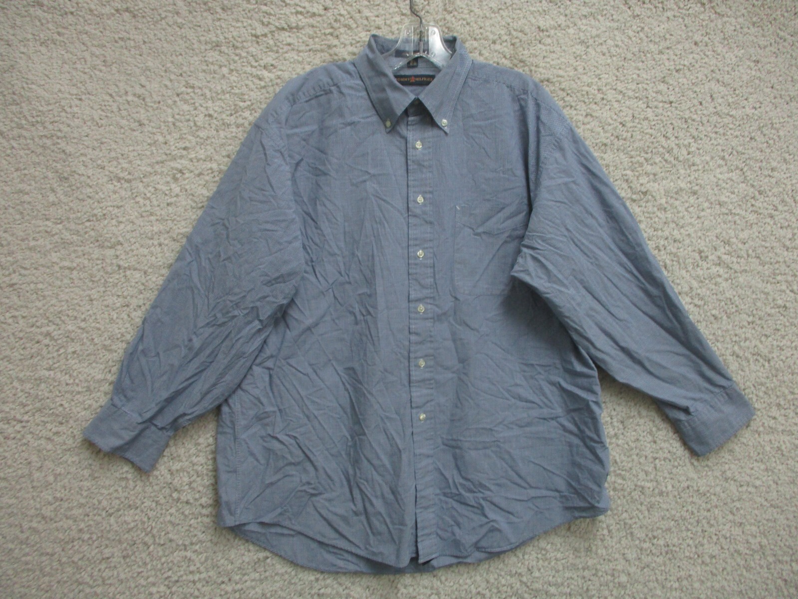 Tommy Hilfiger Button Up Shirt 16.5 Dress Blue American Classics Long Sleeve Men