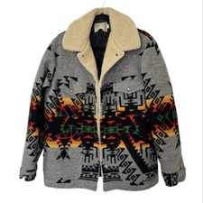70s Pendleton High Grade Navajo Blanket Jacket Mens M Wool Sherpa Aztec Western
