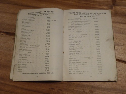 VINTAGE 1953 OPERATING INSTRUCTIONS & SPARE PARTS LIST VILLIERS MK12D MOTORCYCLE - Picture 6 of 6