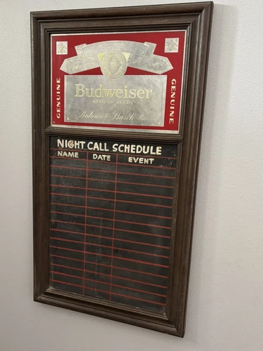 Vintage Budweiser King of Beers Framed Mirror Bar Garage Man Cave Chalk Board