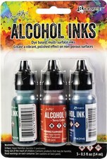 Ranger Tim Holtz Alcohol Ink .5oz 3/Pkg-Rustic Lodge-Bottle/Terra-Cotta/Denim