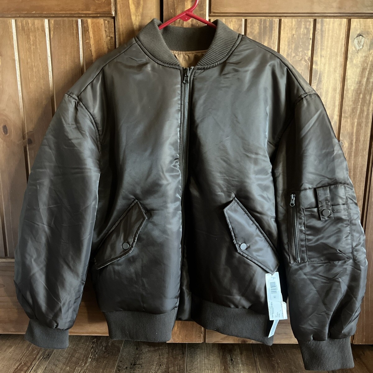 TOPMAN ASOS New MA-1 Reversible Brown Bomber Jacket Size M