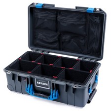 Charcoal  Blue Pelican 1535 Air case. With Trekpak dividers  lid organizer.