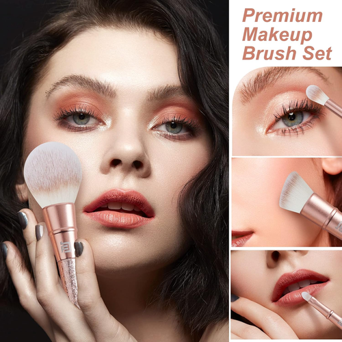 Pennelli Make Up, 14 in Oro Rosa Pennelli Professionali Make Up, with Porta Penn - Foto 6 di 12
