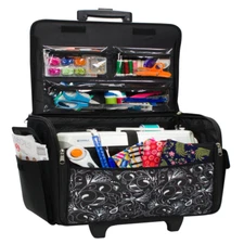 Rolling Sewing Machine Tote Case 21 Storage Spaces Portable Bag Carry Handle
