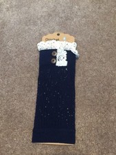 NWT Womens Navy Pontelle Knit Crochet Winter Boot Cuffs