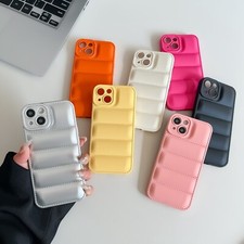 For iPhone 11 12 13 14 15 16e 16 Pro Max Shockproof TPU Soft Puffer Case Cover
