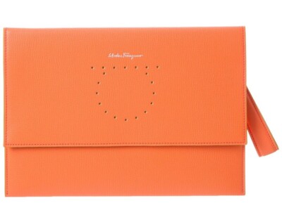 Ferragamo Women's Gancini Logo Leather Clutch Wristlet pouch