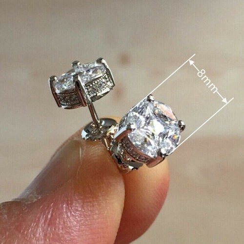 2 CT Round Cut Simulated Diamond Women's Stud Earrings 14K White Gold Plated - Picture 5 of 9