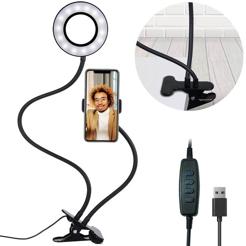 LSP Selfie LED Ring Light, Phone Holder Clip on Desk for Vlog/Livestream/Makeup - 第 1/6 張圖片