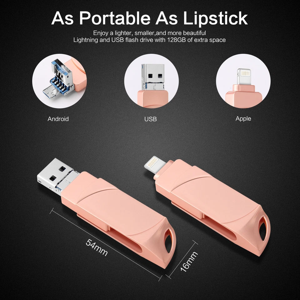 128GB 32GB USB Flash Drive High Speed Memory Stick Pen 3in1 For Android iPhone - Image 2 of 4