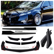 For Acura TL2008-14 Black Front Rear Bumper Lip Spoiler Spoiler Kit Side Skirts