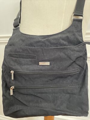 Baggallini Crossbody Black Cheetah Handbag Shoulder Purse Zippers Adjust Strap