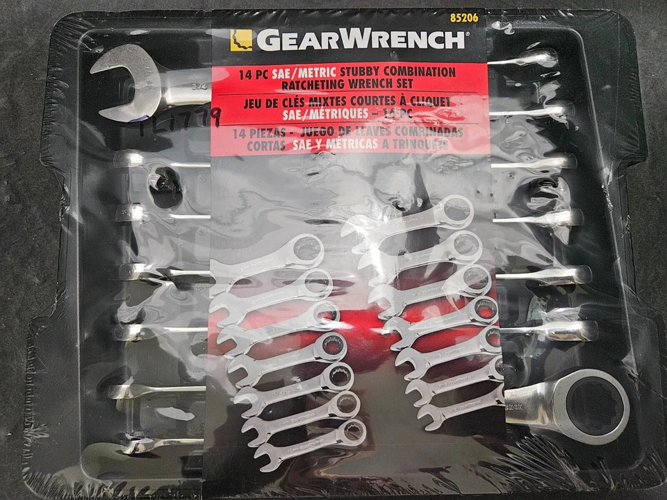 GEARWRENCH 14 PC SAE/METRIC STUBBY COMBINATION RATCHETING WRENCH SET #85206 - Image 2 of 4