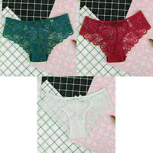 3er Pack Damen Damen Sexy Spitzendesign Slips Slips Pants Unterwäsche - Bild 10 von 14