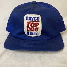 VTG Dayco Top Cog Belts Farm Patch Snap Back Hat Blue Trucker USA Made Free Ship