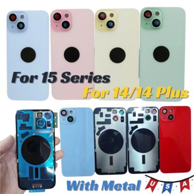Rear Cover Big Hole Lot Back Glass Replacement For iPhone 14 15 Plus 15 Pro Max