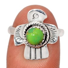 Bird - Composite Mohave Green Turquoise 925 Silver Ring Jewelry s.7 CR72858