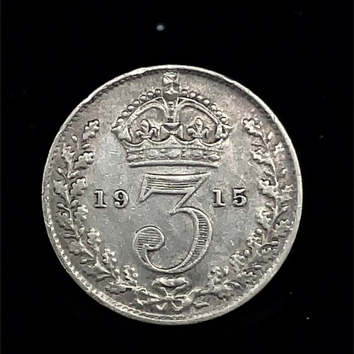 1915 GREAT BRITAIN SILVER THREE 3 PENCE KM# 813 GEORGE V - UNCIRCULATED. - Picture 7 of 8