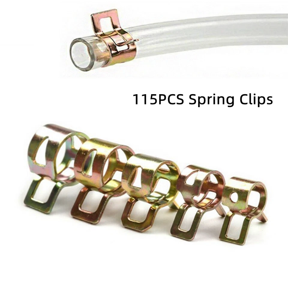 115PCS Hose Spring Clamps 6mm-22mm Fastener Fuel Water Line Pipe Air Tube Clips Foto 2 de 4