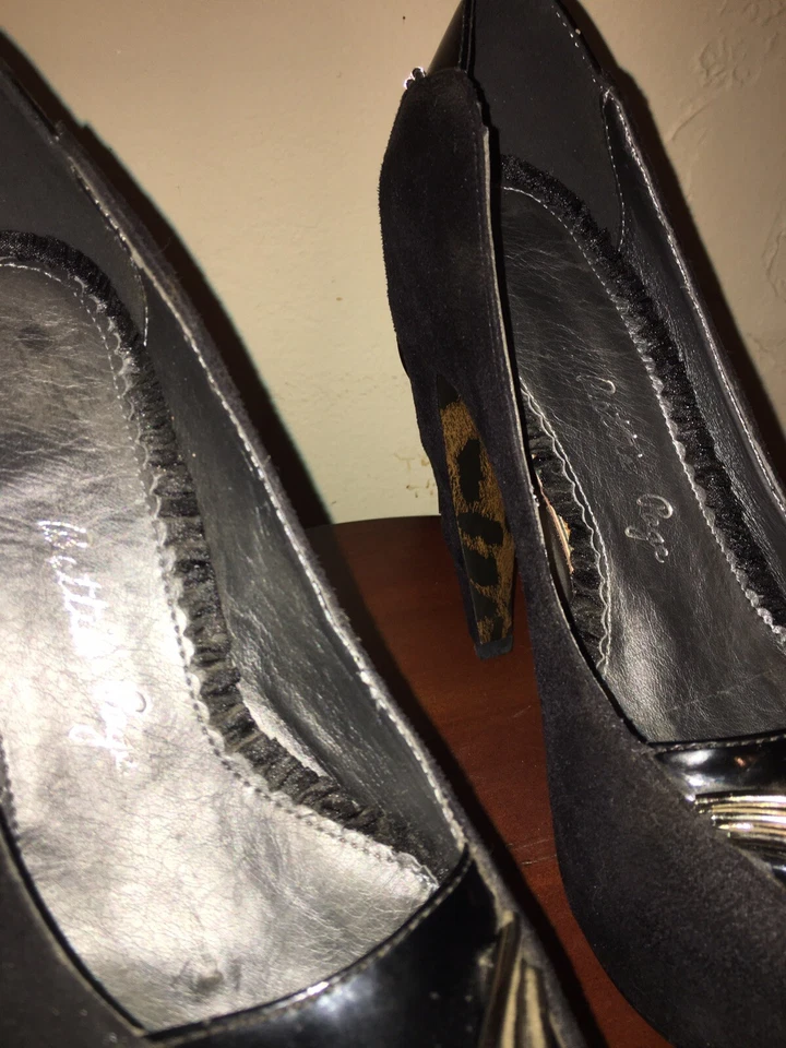 Zapatos de tacón alto Bettie Page Cheryl plataforma de terciopelo negro - sin usar, talla 7 Foto 4 de 4