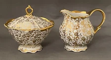 Mitterteich Bavaria - #2514 Gold Sugar Bowl & Creamer Set - Vintage