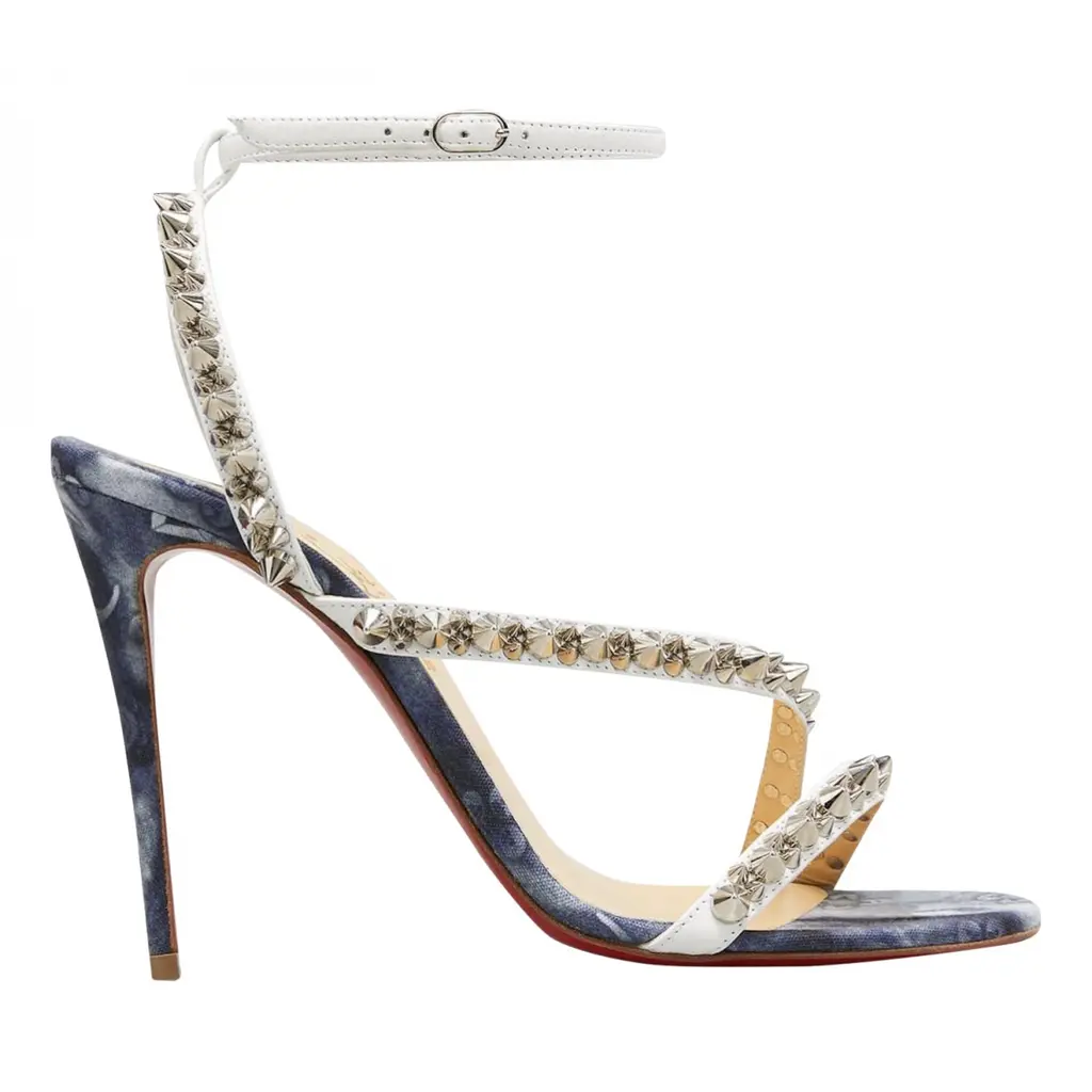 Christian Louboutin Mafaldina Spikes 100 Blue Jeans Strap Sandal