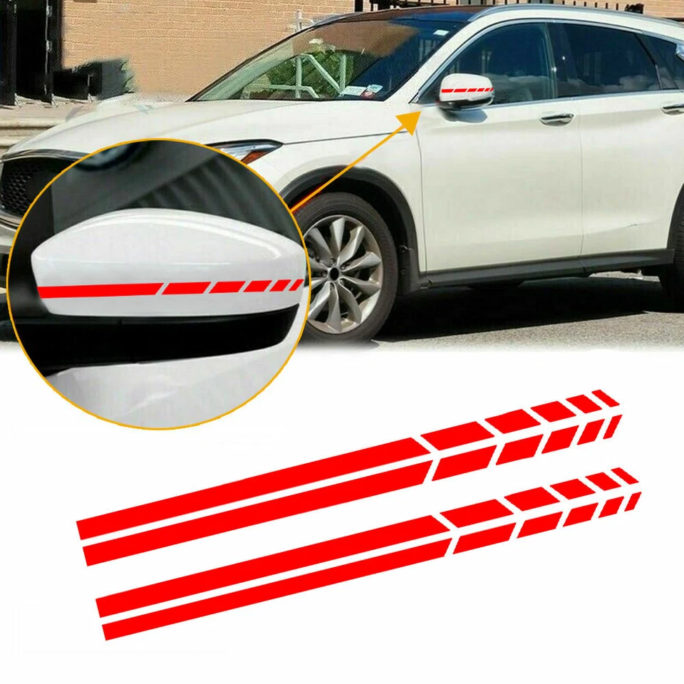 Car Side Rearview Mirror Cover Stripe Decal Reflective Vinyl Sticker Accessories - Image 2 of 4