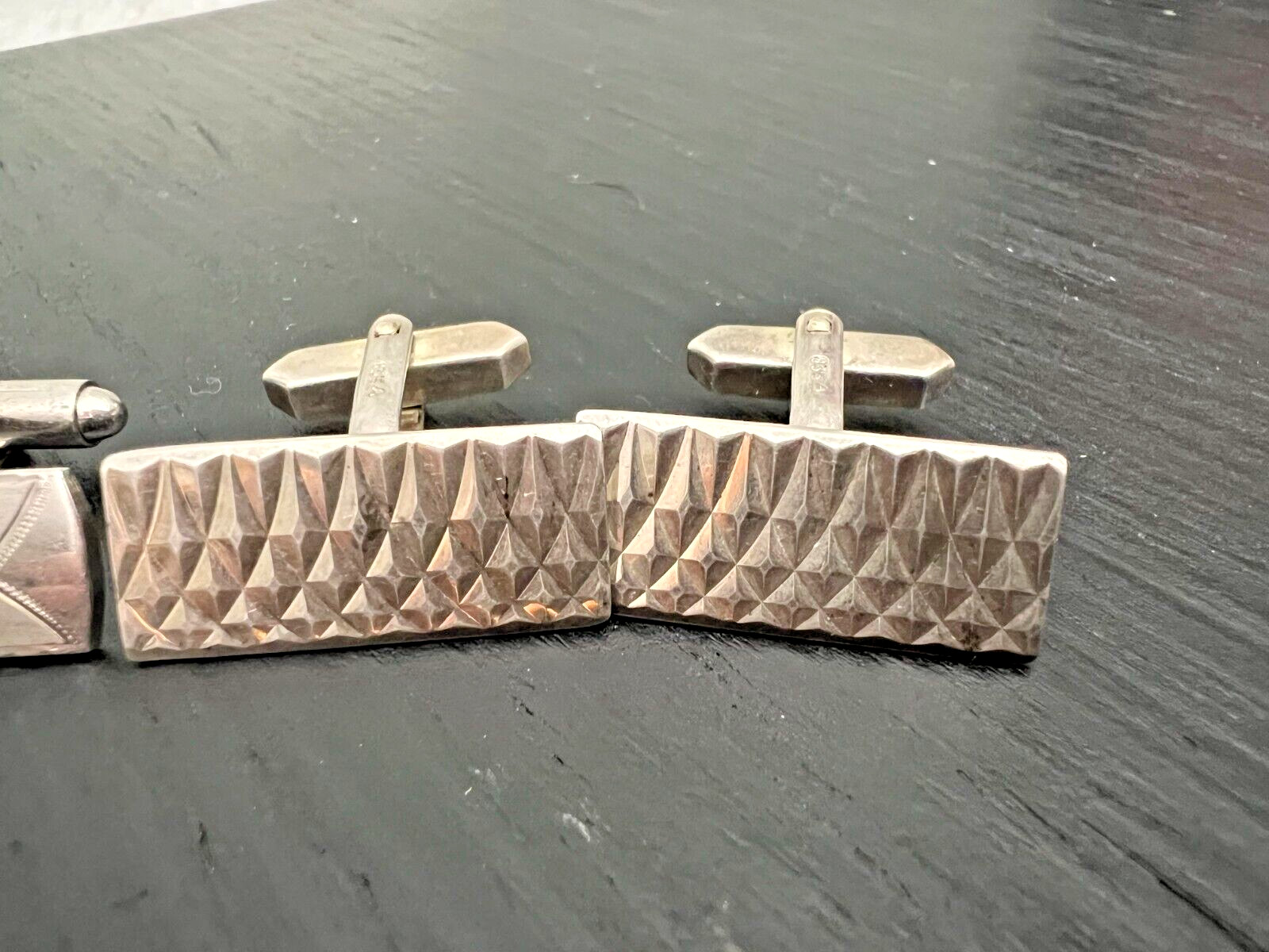 Stunning Sterling Silver Rectangular Cufflinks 1 … - image 4