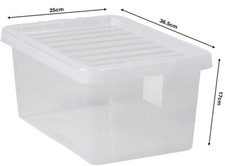 [Set of 3] Crystal Clear Storage Box with Lid Stackable Plastic Container Boxes