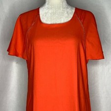 Limited Flare Sleeve Shift Dress M Fiesta Orange Pull Over Knee Length Back Zip