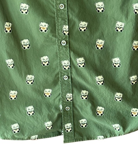 Camisa VSTR Para Hombres Talla Pequeña Verde Por Todas Partes Pandas Camisa Manga Algodón Novedad - Imagen 5 de 11
