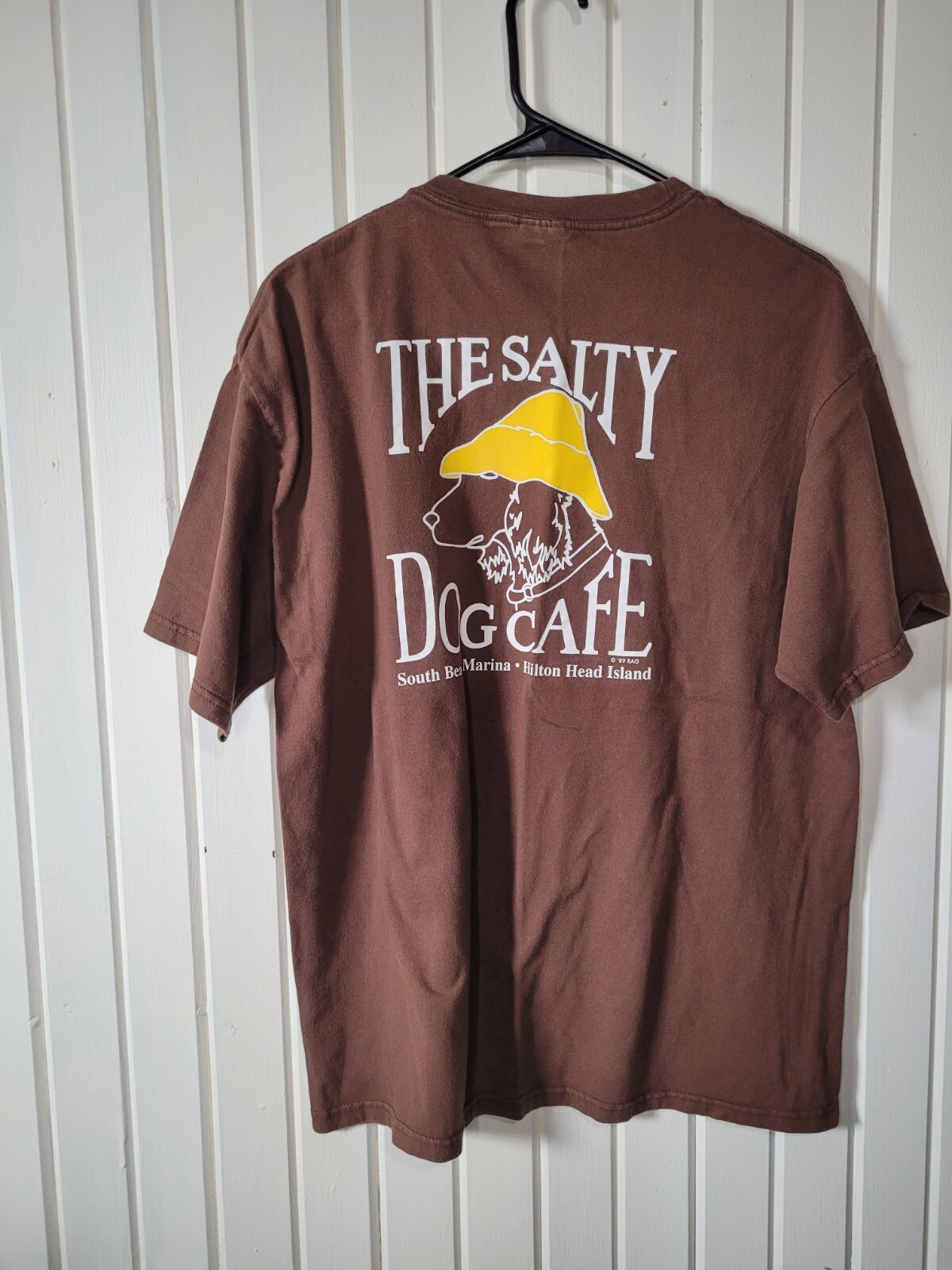 Salty Dog Cafe XL Brown Cotton T Shirt Yellow Hat Hil… Gem